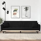 CIADAZ Schlafsofa mit Getränkehaltern Schwarz Stoff Sofa Mit Schlaffunktion, Schlafcouch, Sofabett, Sofa Klein, Sofa Bed, Couchbett, Sitzecke Wohnzimmer, Living Sofa