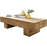 FineBuy Couchtisch Massiv-Holz Lucca Akazie 120 cm breit Wohnzimmer-Tisch Design dunkel-braun Landhaus-Stil Beistelltisch Natur-Produkt Wohnzimmermöbel modern Massivholzmöbel Echtholz rechteckig