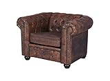 Chesterfield Sessel Clubsessel Cocktailsessel Eco-Leder Fernsehsessel Klassiker Braun gepolstert fha008 Palazzo Exklusiv