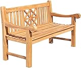 CLP Teak-Gartenbank Florida I Sitzbank Mit Ergonomischer Sitzfläche Aus Vollholz I Sitzhöhe: 44 cm, Farbe:Teak, Größe:150 cm