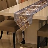 Elegant und luxuriös Brauner Tischläufer, brauner Esszimmer-Couchtischläufer for Mitteltisch, Tischläufer mit goldenem Muster for Kaffee-Esstisch-Heimdekoration Color : Grijs, S