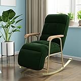 ZAYEN Relaxsessel Mid-Century Moderner Schaukelstuhl, Wohnzimmer-Schlafzimmer-Liegestuhl, getufteter Metallsessel, Ganzkörper-Sessel für Wohnzimmer (Farbe: Dunkelgrün, Größe: 86 x 56 x 94 cm)