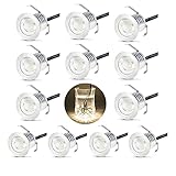 Terrassenbeleuchtung,Dystaval Terrassen Einbaustrahler,12er Set Led Terrassenbeleuchtung Außen,12V Ø30mm LED Einbaustrahler Aussen,Warmweißer 3000K Mini Led Spot IP67 Terrassenbeleuchtung Boden Außen