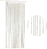 khevga Fadenvorhang Insektenschutz-Vorhang Türvorhang Vorhang Weiß mit Perlen (Mit Perlen 90 x 220)