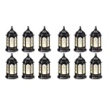 Melitt 12 x Mini-Ramadan-Kerzen, Mubarak-Laterne, LED, Eid, Mubarak, Laterne, Mond, Stern, marokkanischer Stil, hängende Laterne A