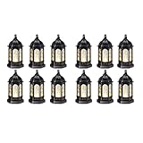 Melitt 12 x Mini-Ramadan-Kerzen, Mubarak-Laterne, LED, Eid, Mubarak, Laterne, Mond, Stern, marokkanischer Stil, hängende Laterne A