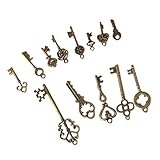 13er Set Retro Bronze Hauptpunkt, Key Hauptpunkt, Key Anhänger Charms Bead Schmuck Deko Für Halskette Kette DIY Schmucherstellung