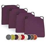 sunnypillow 4er Set Stuhlkissen mit Klettverschluss Polsterauflage Auflage für Stühle | Indoor / Outdoor | Sitzkissen Sitzauflage | Maße: 42 (vorne) | 35 (hinten) x 40 x 5 cm | Violett |