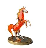 Bastick Pferd Mini Orange Gelb - Miniatur Figur aus Glas - Deko Setzkasten Vitrine Glücksbringer