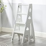 LJXX Indoor Kletterhocker, Klappbarer Bibliotheksleiterstuhl aus Massivem Holz, Hocker, Quadratischer Fußhocker für im Haushalt für Badezimmer im Innenbereich mit Sicherheit