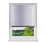 Fensterdecor Aluminium Jalousie 70 x 240 cm in Silber I Jalousien Innen ohne Bohren zum Klemmen I Lamellen-Rollo für Sicht- und Sonnenschutz mit Wendestab I Standardmaße I Premium Qualität