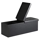 Casaria Sitztruhe mit Stauraum Deckel Klappbar Gepolstert Faltbar 131 L Kunstleder Schwarz 115x40x40 cm Sitzbank Fußhocker