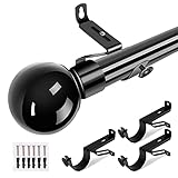 Authfornia Gardinenstange, 50-230cm Gardienenstangenset Schwarze Ausziehbar 1 läufig, Verstellbare Vorhangstange Metall Edelstahl mit Halterungen für Tür Fenster Schlafzimmer Wohnzimmer Kinderzimmer