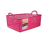 Aufbewahrungskorb Kunststoff Aufbewahrungskorb mit hohlen Griffen Duschablage Tragetasche Tragbarer Organizer Behälter für BadezimmerWohnheim Küche Schlafzimmer Rosa Blau Wäschekörbe (Farbe: B) (A)