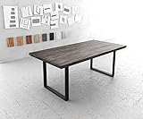 DELIFE Esszimmertisch Edge Akazie Platin 200x100 XL Kufengestell Schwarz Esstisch Gestell: Metall Kufe
