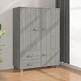 INLIFE Kleiderschrank Hellgrau 99x45x137 cm Massivholz Kiefer