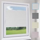 Sekey Plissee Faltrollo ohne Bohren klemmfix Weiße B110cm x H130cm Sonnenschutz Jalousie für Fenster & Tür