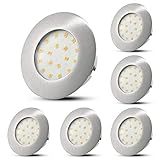 HiBay 6er Set LED Einbaustrahler 230V 5W Ultraflach mini Spot 60mm-68mm Rund Modul Deckenleuchte Warmweiß 500LM für das Bad Küche Büro Gang Feuchtraum