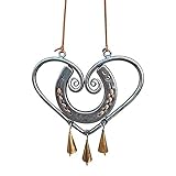 Befestigung Schaukel Lucky Love Windspiel Retro-Kupfer-Windspiel mit Stahlnägeln 3D-Herzmuster bastelt Edelstahl-Metallskulpturen Gartenhaus-Fensterdekoration für Selbstklebende (Black, One Size)