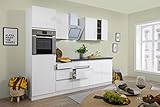 respekta Premium grifflose Küchenzeile Küche Küchenblock 270cm Weiss Hochglanz inkl. Softclose