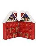 Holz-LED-Leuchten, Adventskalender, Haus-Szene, Krippen, 24 Stück, Geschenk, kreative Dekoration für Kinder