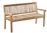 SAM 3-Sitzer Gartenbank Kingsbury, Sitzbank 150 cm, Teakholz massiv, Holzbank für den Balkon oder Garten, pflegeleichtes Unikat