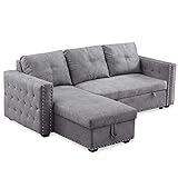 91-inch Modular Recliner Sofa Bed with Pull-Out Sleeper Corner Sofa Bed with Hidden Storage Cabinet Pull-Out Sleeper Sofa 2 in 1 Sofa Bed