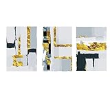 3 Stück Abstrakte Goldene Schwarze Linien-Leinwandmalerei Ästhetische Tapetenbilder Große Poster Drucke Wohnzimmer Schlafzimmer Badezimmer Nordisches Kunstdekor-50 * 70Cm/20 * 27 Zoll (Ohne Rahmen)