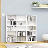 BULANED CD-Regal, Schrank, Regal, Bookshelf, Leiterregal, Standregal, Wandregal, Aktenregal, DVD Regal, Weiß 102x23x89,5 cm Spanplatte