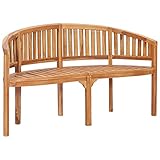 XOUVY Garten-Bananenbank, Vintage-Außen-Chaisebank, Sitzgelegenheiten für den Garten, dekorative Heimdekoration mit Rückenlehne für Garten, Balkon, 151 cm, massives Teakholz