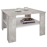 CARO-Möbel Couchtisch Wohnzimmertisch Felice in Beton Optik/weiß mit Stauraum, 68x68 cm