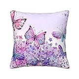 Schöne lila Schmetterling Kunst Kissenbezüge dekorative Kissenbezüge für Wohnzimmer Schlafzimmer Sofa Couch Bett Auto 30/40/45/50 cm - ohne Kissen - 45,7 x 45,7 cm