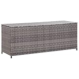 HOMIUSE Gartenbox Grau 120x50x60 cm Poly Rattan Auflagenbox Aufbewahrungsbox Aufbewahrungstruhe Kissenbox Outdoor Wasserdicht Rattan Box Gartenbox Klein Mit Gasdruckfeder Terrasse