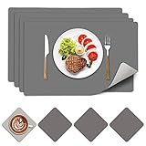 CALIYO Tischsets Abwaschbar,Rrutschfeste Synthetisches Leder platzset und Untersetzer für Zuhause und Restaurant,Tischset Set mit 4 Platzsets Abwaschbar+4 Untersetzern,Doppelseitigen hitzebeständige