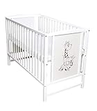 Dedstore-Baby Babybett mit Schaumstoff Matratze 120x60 cm Höhenverstellbar - Babybett Komplett Set - Beistellbett Baby Mit Motiv Giraffe - Baby Bett - Kinderbett - Babybetten - Bett Baby - Bed