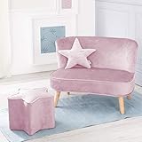 roba Kindersitzgruppe „Lil Sofa” enthält Kindersofa, Kinderhocker in Sternenform, Dekokissen Stern rosa/mauve