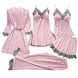 Satin Pyjama Damen Kurz Set Schlafanzug Seide Pyjama Nachthemd Satin-Pyjama Sexy Schlafshirt Nachtwäsche Damen Pyjama Set Pyjama Set Satin-Pyjama Plus Größe Oversize Chlafanzug Blumendruck