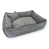 4L Textil OTTO Kuscheliges Hundebett Bezug abnehmbar und waschbar Hundekorb mittelgroße Hunde Hundekissen flauschig Hundekörbchen Hundesofa (80x60 cm, Dots 03)