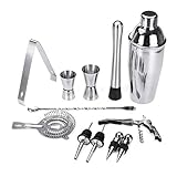 12Pcs Stainless Steel Cocktail Shaker Ice Tong Mixer Drink Bartender Kit Bars Set Professional Bartender Tool