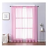 Aotiwe Vorhang Transparent Pink, Scheibengardine mit Ösen Einfarbig Polyester 2 Stücke 137X244cm