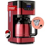 Klarstein 1,2 L Kaffeemaschine mit Thermoskanne und Timer, Kaffeemaschine Filtermaschine für 12 Tassen, 800 W Filter Kaffeemaschine Groß, Filterkaffeemaschine mit Edelstahl-Thermoskanne für Kaffee