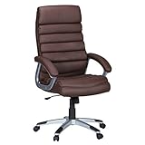 AMSTYLE Bürostuhl Kunstleder Braun ergonomisch mit Kopfstütze | Design Chefsessel Schreibtischstuhl mit Wippfunktion | Drehstuhl hohe Rücken-Lehne X-XL 120 kg