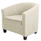 YOPOIY dehnen Sanft Cocktailsessel Bezug sesselbezug Jacquard Waschbar Loungesessel Cocktailsessel Abnehmbar Club Chair Schonbezug für Living Room Bar Counter Hotel -Nicht-gerade Weiss