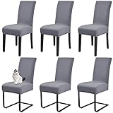 Esszimmerstuhlbezüge, Esszimmerstuhlbezüge, 6er-Set, Stretch-Bezüge für Esszimmerstühle, Spandex-Sitzbezüge, abnehmbare, waschbare Bezüge für Hotel, Restaurant, Esszimmer, Bankett (hellgrau)