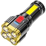 USB wiederaufladbare LED-Taschenlampe. Superhelle Multifunktions-Taschenlampe mit Cob-Seitenlicht, Beste Mini-LED-Taschenlampe für Camping, Reisen, Notfall-Taschenlampe, schnelles Aufladen VDh569