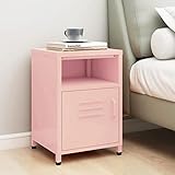 Tidyard Nachttisch Nachtkommode Nachtschrank Beistelltisch Kaffeetisch Kommode Sideboard Couchtisch Sofatisch Schrank, für Schlafzimmer, Wohnzimmer, Rosa 35x35x51 cm Stahl