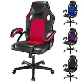 Play haha.Gaming Stuhl Büro Stuhl Drehstuhl Computer Stuhl Ergonomie Konferenz Stuhl Arbeits Stuhl Lordosenstütze PU-Leder Verstellbarer Arbeitsstuhl Gaslift ist SGS-geprüft(Rot)