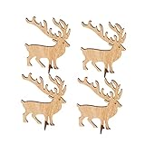 SEWACC 6 Stück Büro-Schreibtisch-Dekorationen Regal-Dekorationsartikel Miniatur-Tierfiguren Weihnachtsstrumpf Schreibtisch-Tier-Ornament Weihnachtsdekorationen Holz-Rentier-Schild