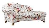 Cavadore Recamiere Maifayr mit Federkern / Geblümte Recamiere im Landhausstil mit Holzfüßen / Landhaus Liege / Armteil links / 202 x 90 x 90 / Florales Blumenmuster in rosa