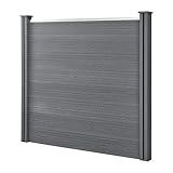 neu.holz WPC Gartenzaun Grau mit Pfosten Sichtschutz Windschutz Lamellenzaun Zaun 165x162cm